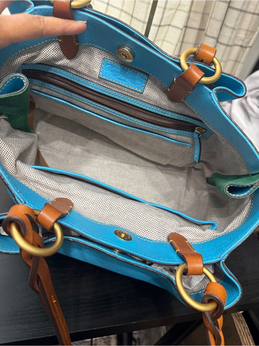 Dooney Florentine Leather Large Barlow Satchel Sky Blue - Picture 8 of 10